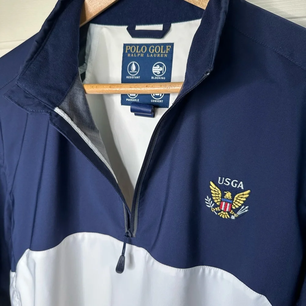 Polo Golf Ralph Lauren USGA Embroidered Windbreaker Jacket Size XL Convertible